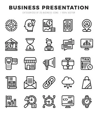 Business Presentation icon pack for your website. mobile. presentation. and.. Stock Illustration