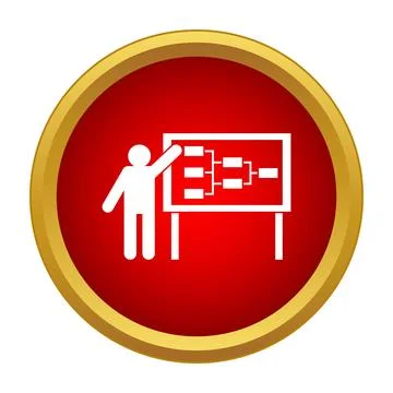 Business presentation icon with whiteboard and flowchart Stock Illustration