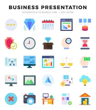 Business Presentation Icons bundle. Flat style Icons. Vector illustration. Stock Illustration