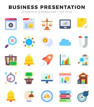 Business Presentation Icons Pack. Flat icons set. Flat icon collection set... Stock Illustration