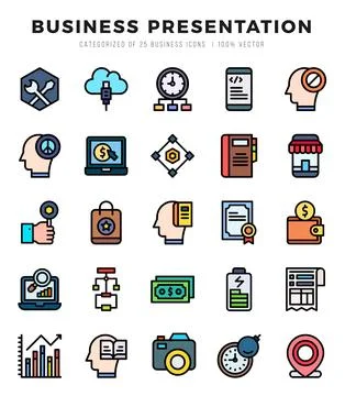 Business Presentation Icons Pack. Lineal Color icons set. Lineal Color icon.. Stock-Illustration