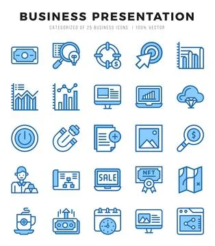 Business Presentation icons set. Vector illustration. Stock Illustration