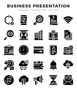 Business Presentation icons set. Vector illustration. Stock Illustration