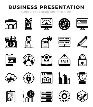 Business Presentation icons set. Vector illustration. Illustrazione stock