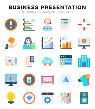 Business Presentation icons set for website and mobile site and apps. Stock Illustration