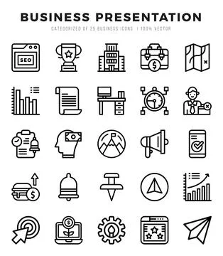 Business Presentation icons set for website and mobile site and apps. Stock Illustration