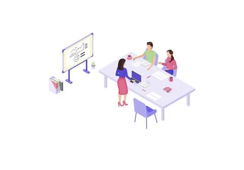 Business presentation isometric color vector illustration Illustrazione stock