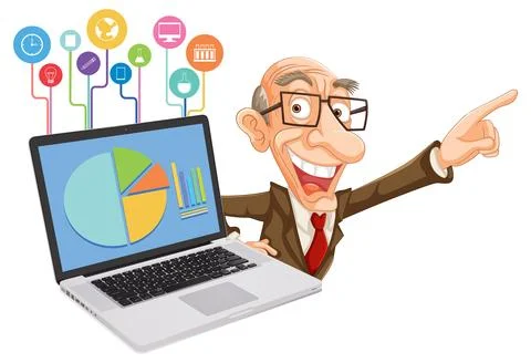 Business Presentation with Laptop 스톡 일러스트