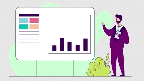 Business presentation loop on alpha channel transparent background Stock Footage 343674747