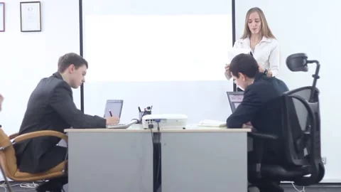 Business presentation in a modern office Stock Footage 87085758