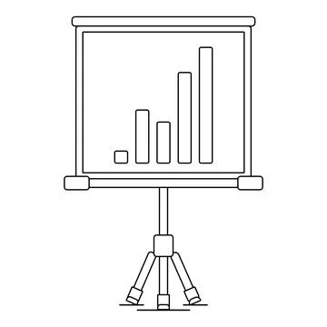 Business presentation screen with a growing bar chart. Modern line icon 스톡 일러스트