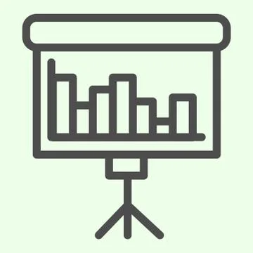 Business presentation stand line icon. Flip chart with diagram outline style Stock Illustration