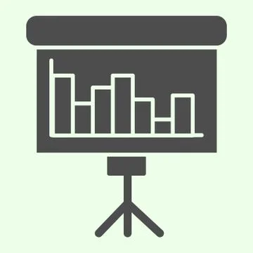 Business presentation stand solid icon. Flip chart with diagram glyph style Stock Illustration