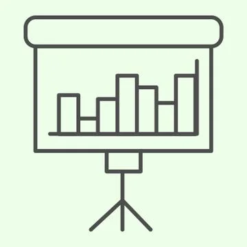 Business presentation stand thin line icon. Flip chart with diagram outline Stock Illustration