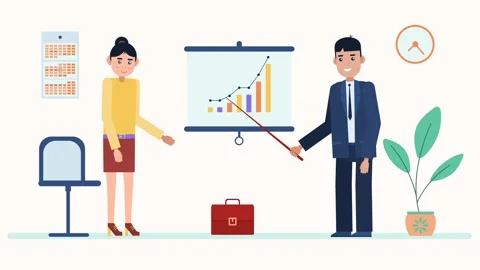 Business Presentation with Two Professionals and Growth Chart. Stock Footage 318345490