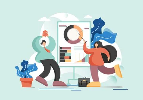 Business presentation, vector flat style design illustration 스톡 일러스트