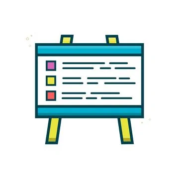 Business presentation vector icon style illustration. Items with a description Stock Illustration