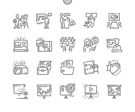 Business Presentation Well-crafted Pixel Perfect Vector Thin Line Icons 30 2x Stock Illustration