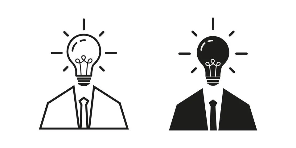 Business problem, idea, decision making and solution simple set icon. Stock Illustration