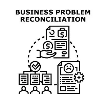 Business problem reconciliation identifying financial issues Stock Illustration