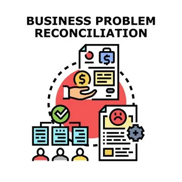 Business problem reconciliation identifying financial issues Stock Illustration
