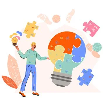 Business problem solution and idea, flat vector illustration isolated. 스톡 일러스트