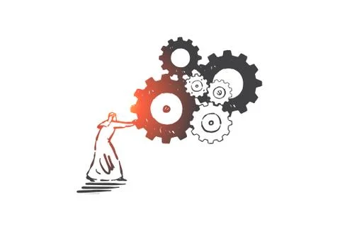 Business problem solving concept sketch. Hand drawn isolated vector Stock Illustration