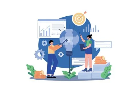 Business Problem Solving Illustration concept. A flat illustration isolated.. Stockillustratie