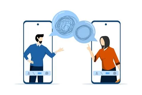 Business problem solving, online communication problems and question. 스톡 일러스트