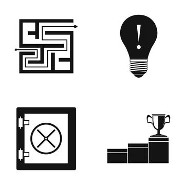 Business problem solving, security, idea, and success concept icons Stock Illustration