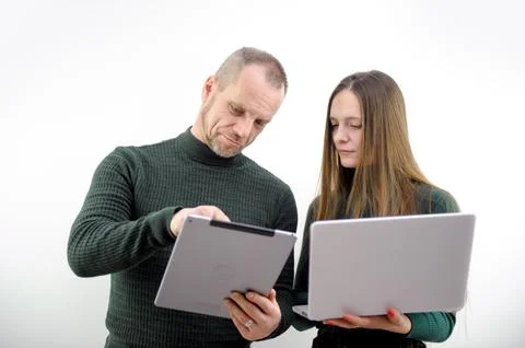 Business problems in hands, tablet, laptop, phone, gadgets, unpleasant 스톡 사진