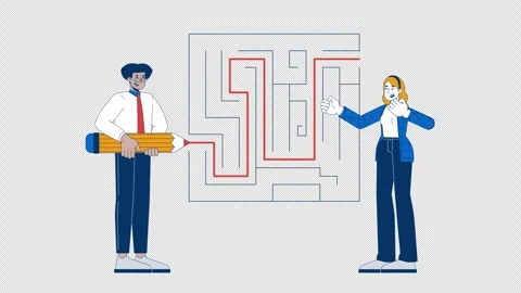 Business problems solving 2D animation Stock Footage 295941009