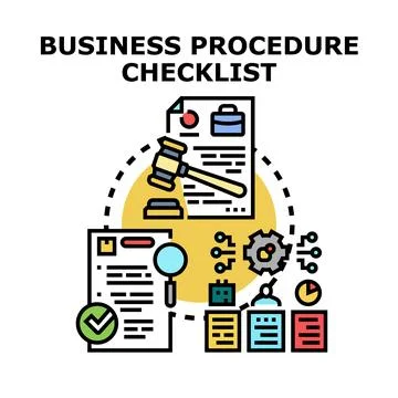 Business procedure checklist completing work tasks Illustrazione stock