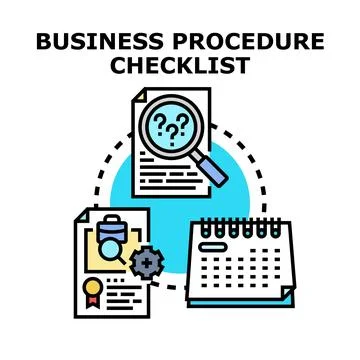 Business procedure checklist managing workflow and strategy Illustrazione stock