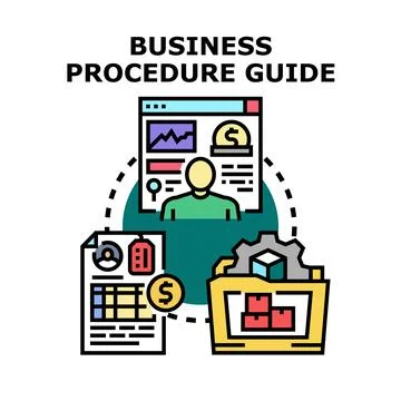 Business procedure guide process creating efficient workflow Stockillustratie