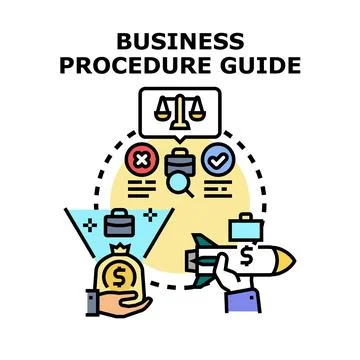 Business procedure guide process improving financial success Stock Illustration