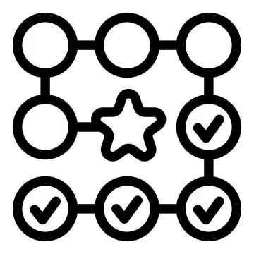 Business process achieving goals, workflow with star for success Stock Illustration