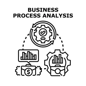 Business process analysis illustrating workflow optimization and data insight 库存插图