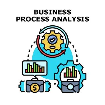 Business process analysis illustrating workflow optimization and data insight Stock Illustration