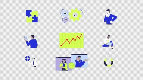 Business process analytics cartoon animation pack Stock Footage 348136559