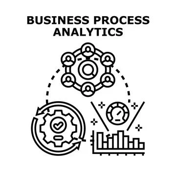 Business process analytics concept visualizing data optimization and manageme Stock Illustration