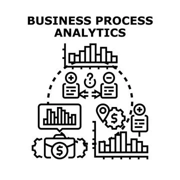 Business process analytics optimizing data performance concepts Illustrazione stock
