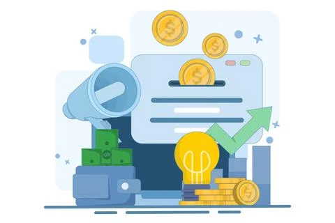 Business process and analyst concept, goals and objectives. Stock Illustration