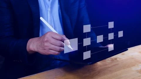Business process and data management organigram, Design workflow automation.. Stock Photos