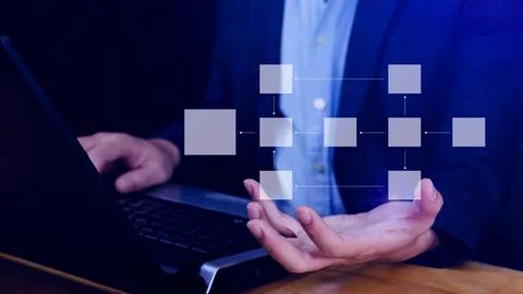 Business process and data management organigram, Design workflow automation.. 스톡 사진