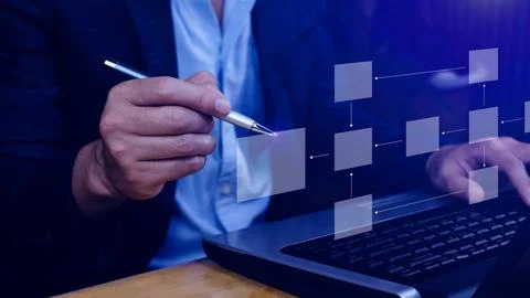 Business process and data management organigram, Design workflow automation.. Stock Photos