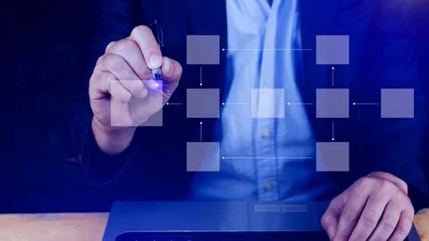 Business process and data management organigram, Design workflow automation.. Stock Photos