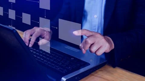 Business process and data management organigram, Design workflow automation.. Stock Photos