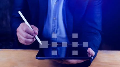Business process and data management organigram, Design workflow automation.. Stock Photos