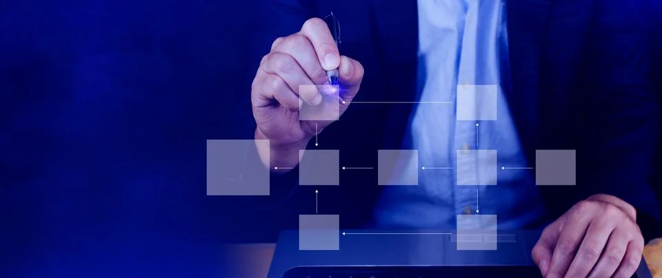 Business process and data management organigram, Design workflow automation.. 스톡 사진